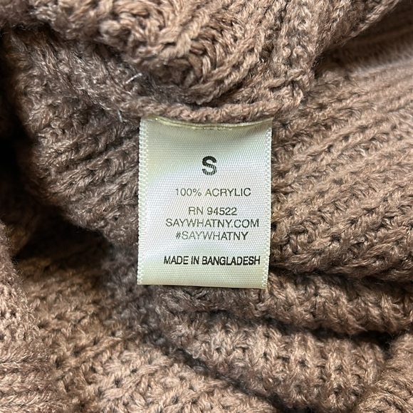 NWT Women’s Say What? Brown Chunky Knit Long Sleeve V-Neck Sweater Dress / Small - Picture 6 of 7